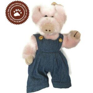 Boyds Ty Penelope Pig Plush Collectible Toy With Denim Overalls Style 6036 8"